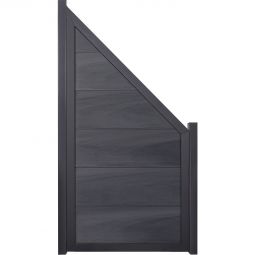 Clôture occultant GroJa Viento raccord gris pierre co-extrudée avec cadre en aluminium anthracite DB 703, panneau à lames Clôture design BPC, profilés à rainure et languette co-extrudés, cadre en aluminium, 90x180/90x4 cm