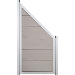 Clôture occultante GroJa Viento raccord bi-color avec cadre en aluminium argent EV1, panneau à lames Clôture design en BPC, particulièrement stable grâce au cadre en aluminium, 90x180/90x4 cm