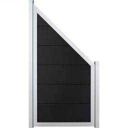 Clôture occultante GroJa Viento raccord gris anthracite avec cadre en aluminium argent EV1, panneau à lames Clôture design en BPC, particulièrement stable grâce au cadre en aluminium, 90x180/90x4 cm