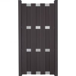 Clôture préfabriquée GroJa protection visuelle anthracite/argent panneau lamelles étroite Prémonté dans un aspect classique de clôture en planches, 84,3x180x3,2 cm, avec 4 verrous transversaux en aluminium EV1