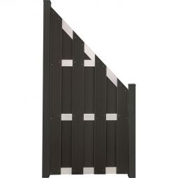 Clôture préfabriquée GroJa protection visuelle anthracite/argent raccord panneau lamelles Prémonté dans un aspect classique de clôture en planches, 84,3x180x3,2 cm, avec 4 verrous transversaux en aluminium EV1