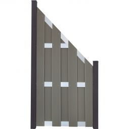Clôture préfabriquée GroJa protection visuelle gris clair raccord panneau lamelles  Prémonté dans un aspect classique de clôture en planches, 84,3x180/90x3,2 cm, avec 4 traverses en aluminium EV1