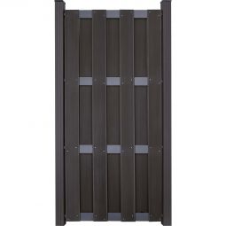 Clôture préfabriquée GroJa protection visuelle anthracite/argent panneau lamelles étroite Prémonté dans une optique de clôture en planches classique, 180x180x3,2 cm, avec 4 traverses en aluminium DB 703