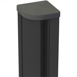 Poteau d'angle alu variable Clôture à lames GroJa anthracite DB 703 Thermolaqué, réglable 90-180 degrés, capuchon de poteau inclus