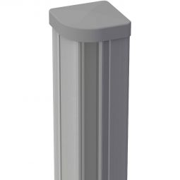 Poteau d'angle alu variable Clôture à lames GroJa gris argent Thermolaqué, réglable 90-180 degrés, capuchon de poteau inclus