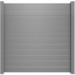 Clôture à emboîter GroJa Lumino aluminium couleur gris argent panneau à lamelles Kit de 12 remplissages, y compris kit d'entretoises, joints à brosse et profilé de finition