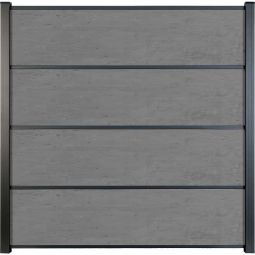 Panneau clôture à lames GroJa Premo HPL gris béton Kit de 4 panneaux de remplissage, inclus : kit entretoises, joints brosse, profilé de finition, profils H & U