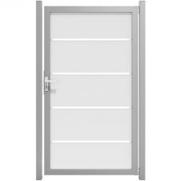 Portillon clôture occultante GroJa Ambiente en verre à bandes en blocs Verre ESG de 8 mm avec bandes satinées en blocs, cadre en aluminium de 4 cm d'épaisseur, dimensions 100 x 180 cm