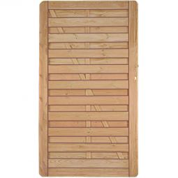 Portail clôture pare-vue en bois T&J Avantgarde droite porte en pin/sapin traité avec traverse diagonale, serrure à encastrer et coins arrondis, utilisable DIN à gauche/droite