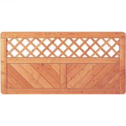 Clôture jardin SKAGEN avec treillis décoratif bois mélèze clôture bois T&J en bois de mélèze, angles arrondis, treillis décoratif maille env. 6x6 cm, agrafé avec clips inox