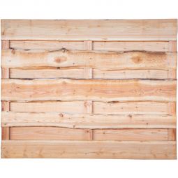T&J PARALLELA-Clôture en losange, Keruing Protection visuelle Clôture en losange Clôture brise-vue LOLLAND 180x150 cm en mélèze brut, épaisseur 20 mm, avec fibres et écorces et fixation inox robuste