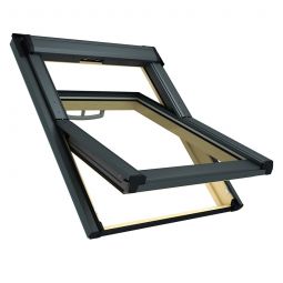 Fenêtre de toit à rotation RotoQ WDF Q4 bois, aluminium particulièrement facile à monter, double vitrage de sécurité avec isolation thermique et acoustique, vernis transparent