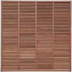 Clôture pare-vue T&J série OLYMP arc double finition Clôture à lames pare-vue Clôture brise-vue CLAUSA 180x180/160 cm en bois de keruing avec cadre 40x40 mm et lames 12x54 mm, occultante et durable