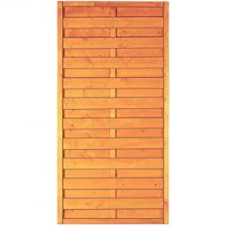 Clôture pare-vue T&J série SUNLINE Clôture étanche stable Clôture à lamelles pare-vue Clôture brise-vue SUNLINE 180x180 & 90x180 cm, couleur pin, lames striées, pointes inox, traitement fongicide, poteaux arrondis