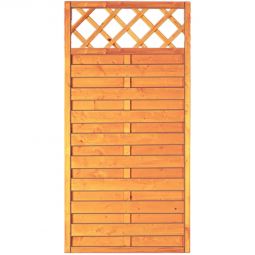 T&J SUNLINE-Série Portail d'entrée  clôture de jardin Clôture brise-vue SUNLINE avec treillis décoratif en pin/épicéa imprégné, cadre 45x45 mm, lames striées, disponible en 2 tailles