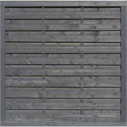 T&J FAKO Clôture en osier Protection visuelle Clôture brise-vue NIGHTLINE 180x180 cm en pin/épicéa, lasure gris foncé, cadre 45x90 mm, lames lisses 8,5x90 mm