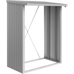 Abri bûches Biohort WoodStock argent métallisé abri de bois et armoire d'outillage en un, grand espace de rangement, stockage du bois possible en deux rangées