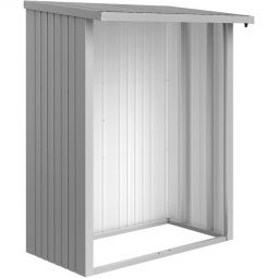 Paroi arrière pour abri à bûches Biohort Woodstock argent métallisé protège le bois de l'humidité et le mur de la maison des dommages causés par le bois stocké