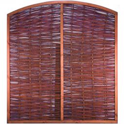 T&J ASO Clôture en osier Protection visuelle Clôture haute en osier NABRO 180x180/200 cm en brins huilés avec cadre en pin teinté brun, pour un brise-vue naturel