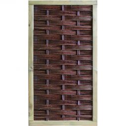 T&J LABO-3D Jardinière Clôture en osier LABO-3D avec cadre 70x35 mm en pin teinté brun et fenêtres décoratives 36x36 cm, différentes variantes