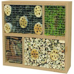 Hôtel à insectes T&J LABO-3D Hôtel à insectes LABO-3D en bois, 36x36x12 cm - deux variantes pour abriter et favoriser la faune auxiliaire du jardin