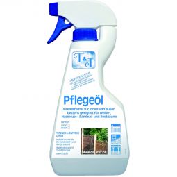 Huile d'entretien pour clôtures en osier, noisetier, bambou et roseau T&J Huile d'entretien 500 ml pour clôtures en osier, noisetier, bambou ou roseau, protection naturelle anti-UV et anti-dégradation, rendement 5-15 m²