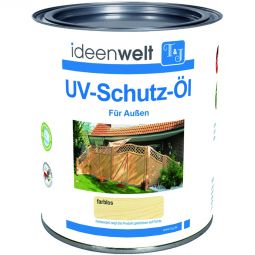 Huile bois incolore avec protection UV T&J Huile de protection UV incolore pour extérieur, protège efficacement contre le grisaillement, rendement env. 24 m²/litre, bidons 0,75 l et 2,5 l