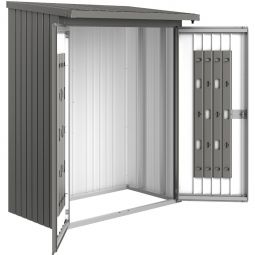 Kit de porte pour abri à bûches Biohort Woodstock gris quartz métallisé avec serrure à cylindre à poignée tournante incluse, protège le contenu contre les accès non autorisés et les intempéries