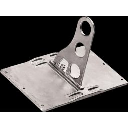 Support de retenue neige Heuel à 3 tubes pour toitures trapézoïdales et panneaux sandwich, en aluminium naturel hauteur 20 cm, avec plaque de base en aluminium et vis autoperceuses