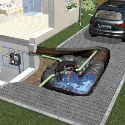 Récupérateur eau de pluie enterré GRAF Platin Professionell, pompe d'aspiration interne incluse usage domestique, disponible en plusieurs tailles