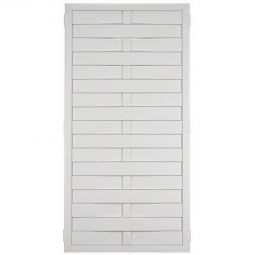T&J Cache poteau boule en métal Clôture brise-vue résistante aux intempéries en PVC blanc avec lames tressées 7x100 mm, facile à entretenir, supports de montage inclus