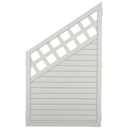 T&J LIGHTLINE Clôture de jardin basse blanche Élément d'angle LIGHTLINE en PVC blanc avec âme alu et treillis décoratif, pour angles de clôture élégants, 90x150/90 cm ou 90x180/90 cm