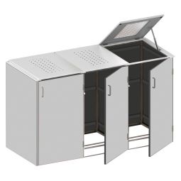 Binto cache poubelle 3 box HPL-gris couvercle pour poubelle jusqu'à max. 240 litres