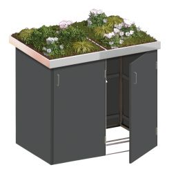 Binto cache poubelle 2 box HPL-ardoise pot de fleur pour poubelle jusqu'à max. 240 litres