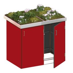 Binto cache poubelle 2 box HPL-rouge pot de fleur pour poubelle jusqu'à max. 240 litres