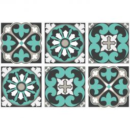 Autocollants pour carrelage mural Windhager Odeon 15x15 cm film adhésif pour carrelage Étanche, résistant à la chaleur et repositionnable jusqu'à 30 jours