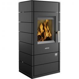 Justus cheminée Tova (W+) acier noir 6,0 kW, Revêtement de foyer profilé