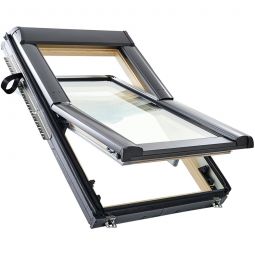 Fenêtre de toit à rotation bois à configurer Roto Designo R68 double vitrage confort configuration individuelle, appropriée pour espace habitable