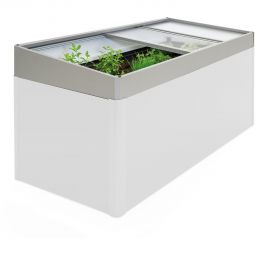 Couvercle pour bac Biohort 2x1 gris quartz métallisé Protection de bac à semis efficace contre le gel et bonne accessibilité grâce à 4 plaques à double nervure coulissantes