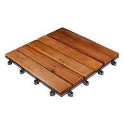 florco dalle de terrasse click plus bois acacia 30x30x2,8cm, système de click avec surface en bois véritable