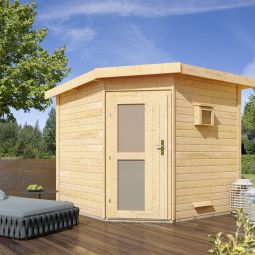 Karibu maison de sauna Pekka naturel (non traité) au choix avec ou sans poêle