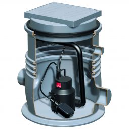 Station de relevage compacte ACO Sinkamat-K mono Salt avec plaque de recouvrement réversible pour eaux grises, pour revêtement en carrelage ou en plastique, 360x300 mm