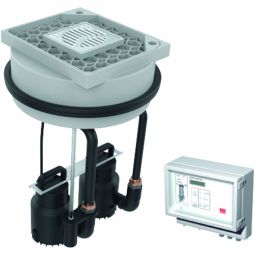 Rehausse et kit électrique ACO Sinkamat duo pour eaux grises, avec plaque de recouvrement