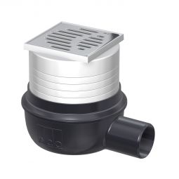 Siphon de douche plat, set complet ACO sortie latéral 100x100, diamètre de l'évacuation: DN50