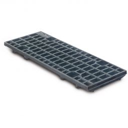 Couvercle grille en fonte pour caniveau de drainage BIRCOsir 100 Grille caillebotis en fonte noire peinte par immersion pour caniveaux BIRCOsir 100, résistante jusqu'à la classe de charge E 600