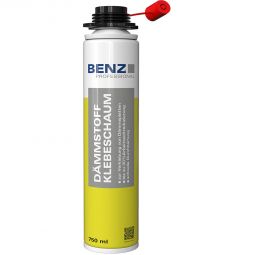 Mousse de collage pour matériaux isolants BENZ PROFESSIONAL 750 ml, colle polyuréthane monocomposante à durcissement par l’humidité