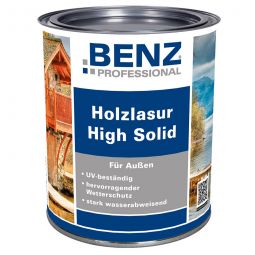 Lasure bois High Solid Holzschutz BENZ PROFESSIONAL protection du bois plusieurs couleurs, excellente protection contre les intempéries, très hydrofuge