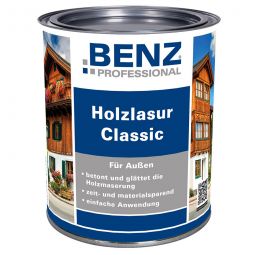 Lasure bois Classic BENZ PROFESSIONAL produit de protection du bois plusieurs couleurs, pour bois exposés aux intempéries en extérieur