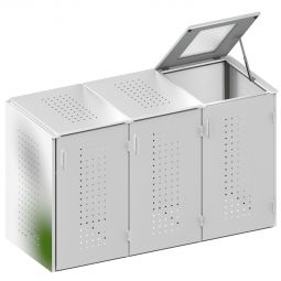 Binto cache poubelle 3 box acier inoxydable couvercle pour poubelle jusqu'à max. 240 litres