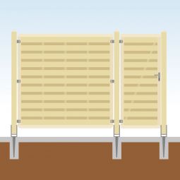 Clôture pare-vue bois, Set complet avec portail Personnalisez votre clôture avec notre configurateur - portail, poteaux & matériel de fixation inclus
